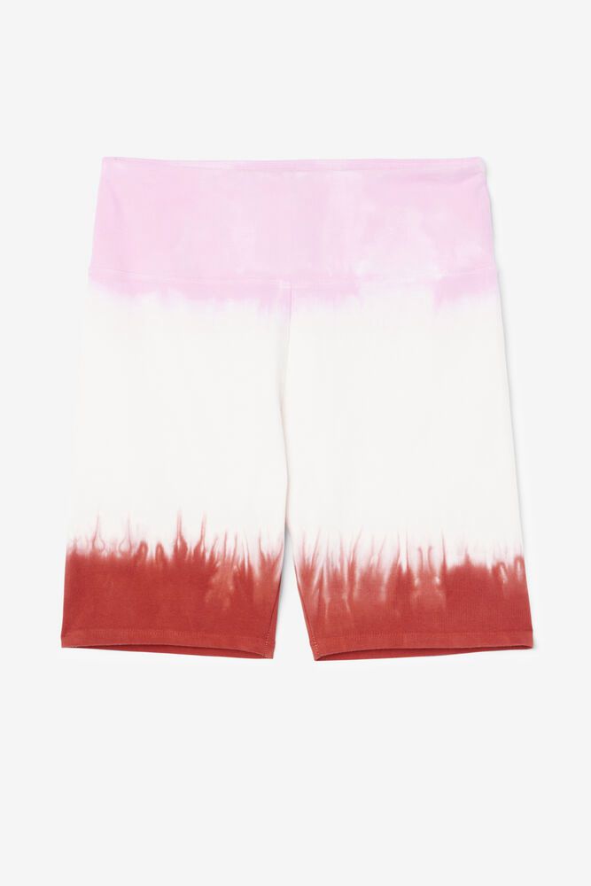 Fila Shorts Womens White/Red/Pink Taima Tie Dye Bike - Ireland 82465-AYTH